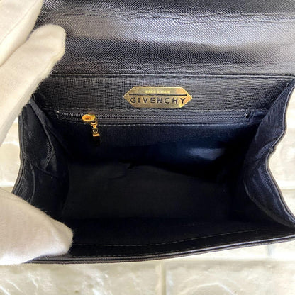 GIVENCHY Hand Bag Tote Purse 4G Leather Black Authentic