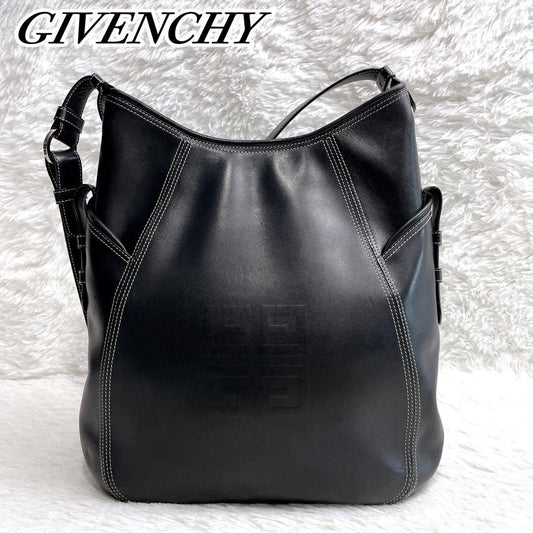 GIVENCHY Shoulder Bag Purse 4G Leather Black Authentic