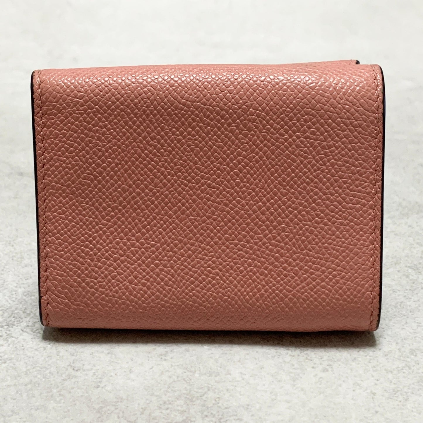 Christian Dior Wallet Saddle Charm Tri-fold Compact Purse Leather Pink Gold Auth