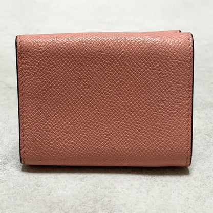 Christian Dior Wallet Saddle Charm Tri-fold Compact Purse Leather Pink Gold Auth