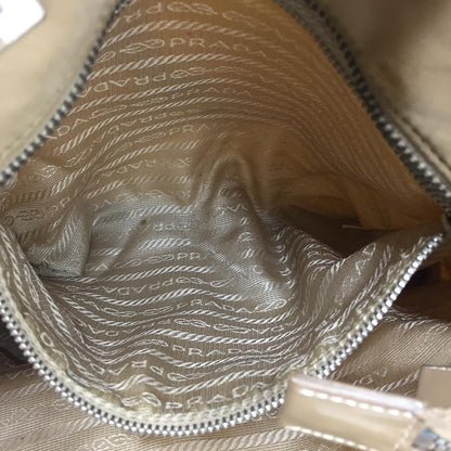 PRADA Hand Bag Tote Purse Logo Nylon Beige Khaki Authentic