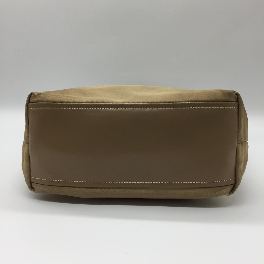 PRADA Hand Bag Tote Purse Logo Nylon Beige Khaki Authentic