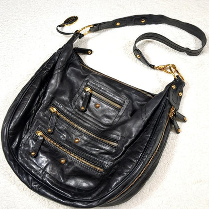 TOD'S Shoulder Bag Purse Leather Black Authentic
