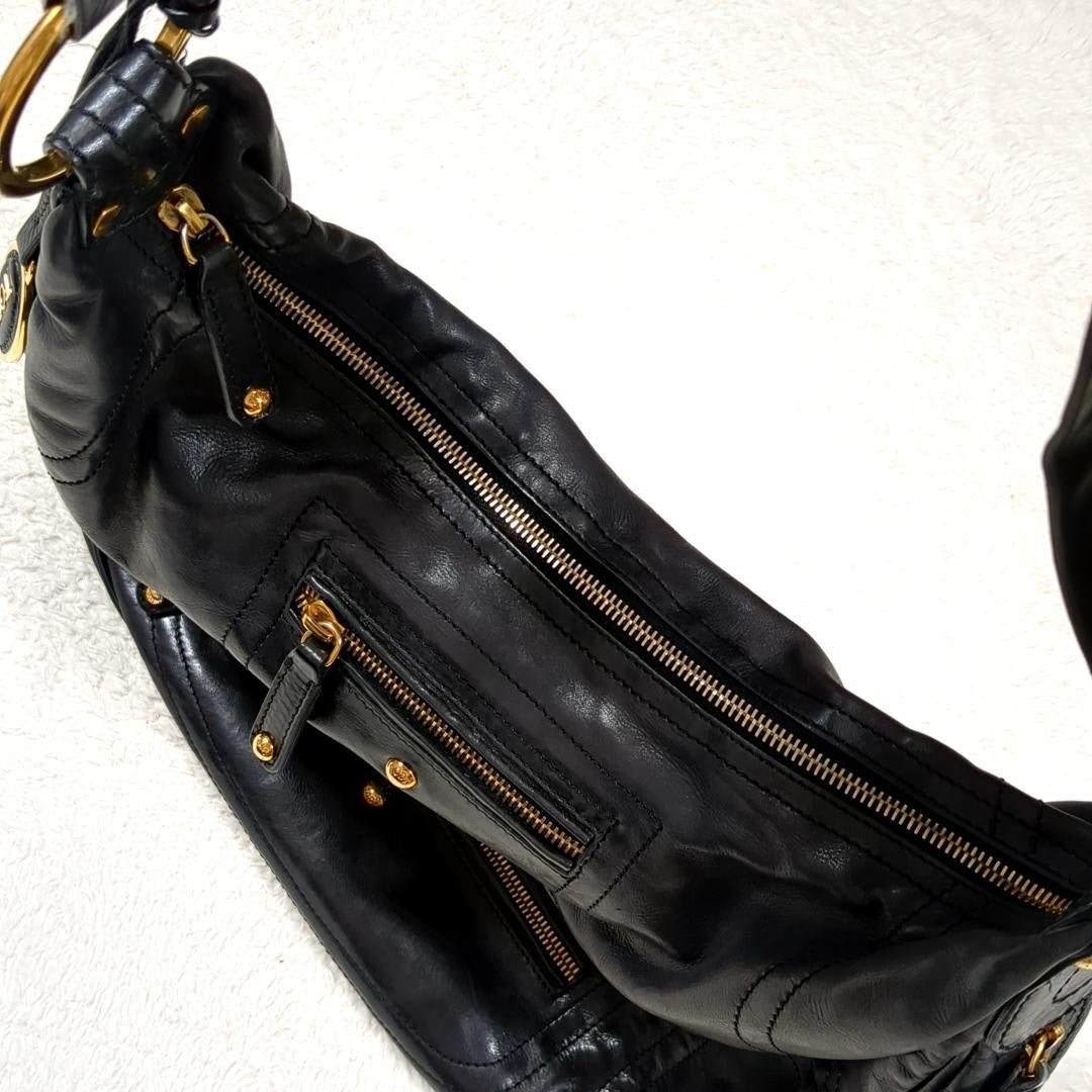 TOD'S Shoulder Bag Purse Leather Black Authentic