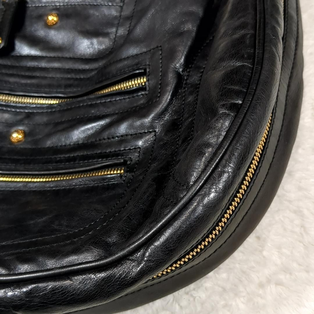 TOD'S Shoulder Bag Purse Leather Black Authentic