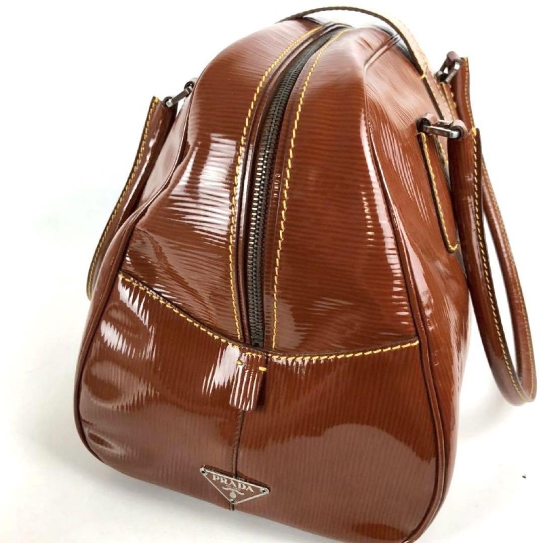 PRADA Hand Bag Tote Purse Logo Brown Authentic