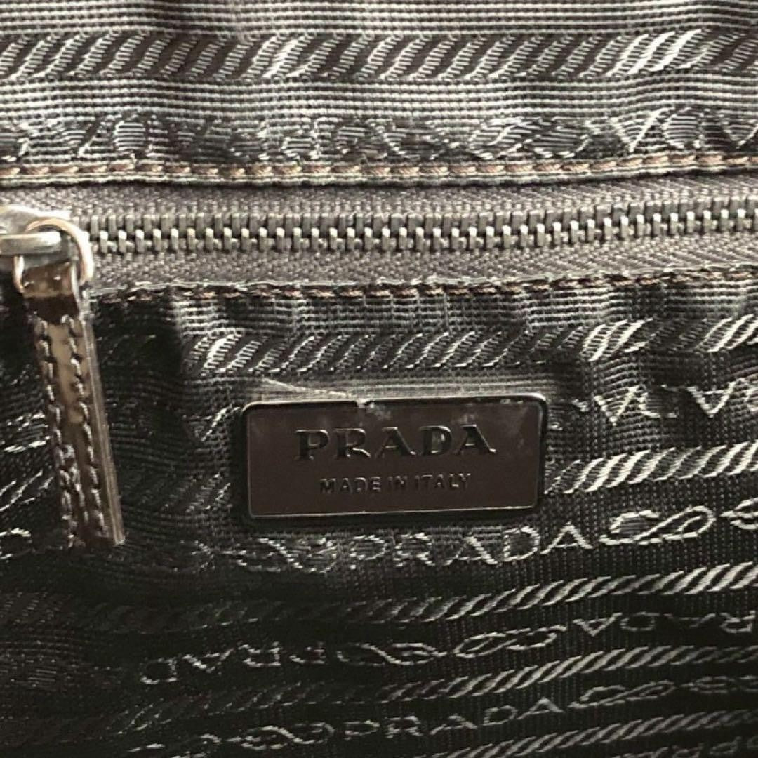 PRADA Hand Bag Tote Purse Logo Brown Authentic