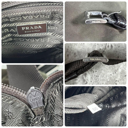 PRADA Shoulder Bag Purse Logo Nylon Khaki Authentic