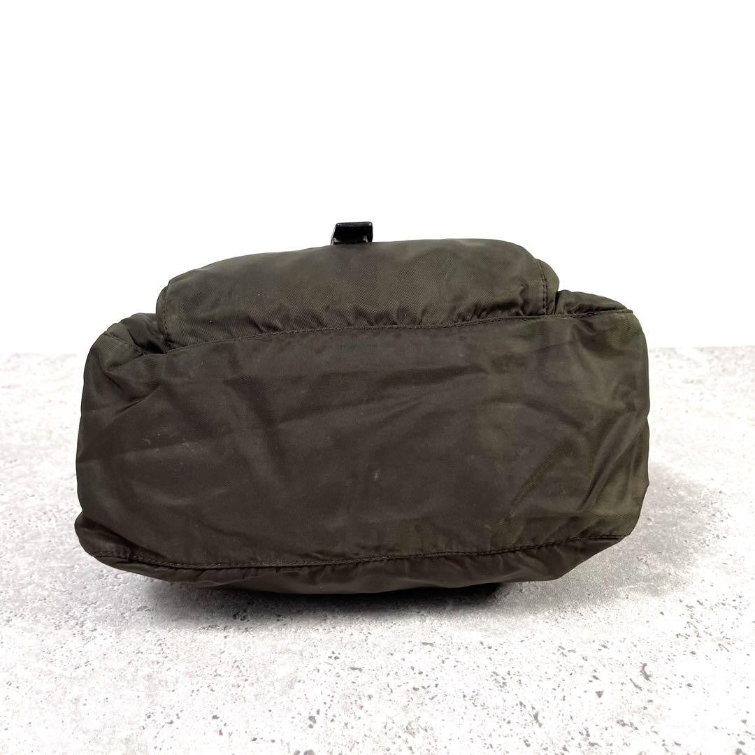 PRADA Shoulder Bag Purse Logo Nylon Khaki Authentic