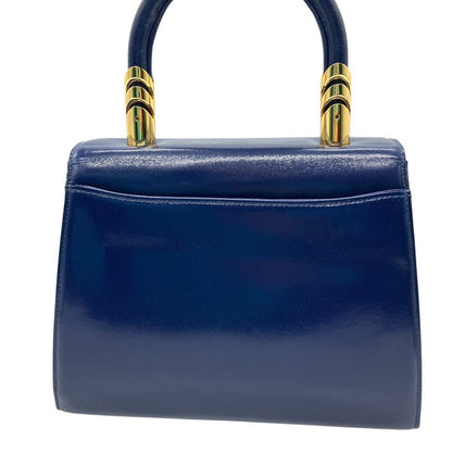 Valentino Garavani Hand Bag Tote Purse Logo Leather Blue Authentic