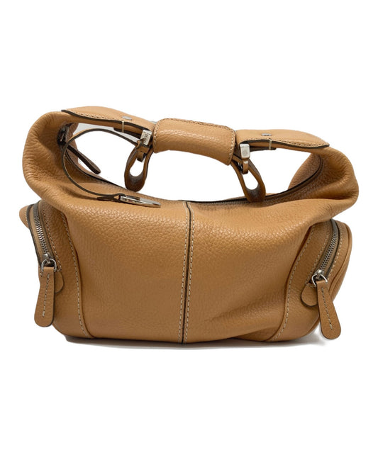 TOD'S Hand Bag Tote Purse Leather Camel Authentic