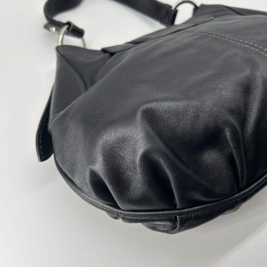 TOD'S Shoulder Bag Purse Leather Black Authentic