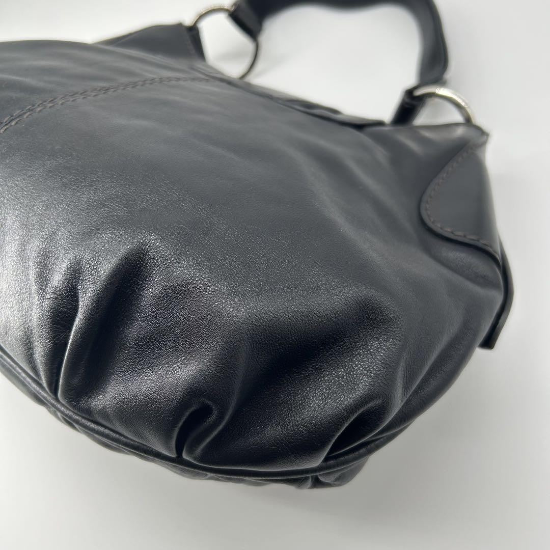 TOD'S Shoulder Bag Purse Leather Black Authentic