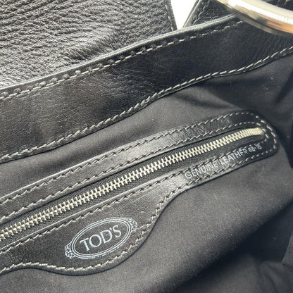 TOD'S Shoulder Bag Purse Leather Black Authentic