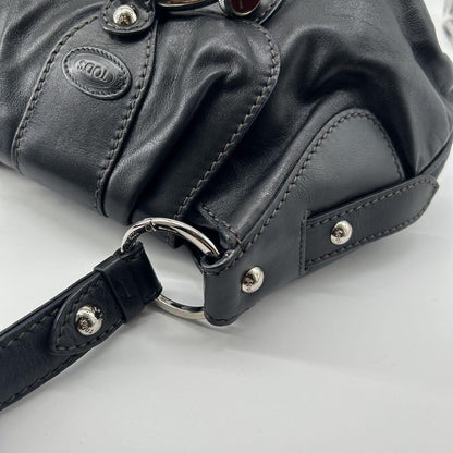 TOD'S Shoulder Bag Purse Leather Black Authentic