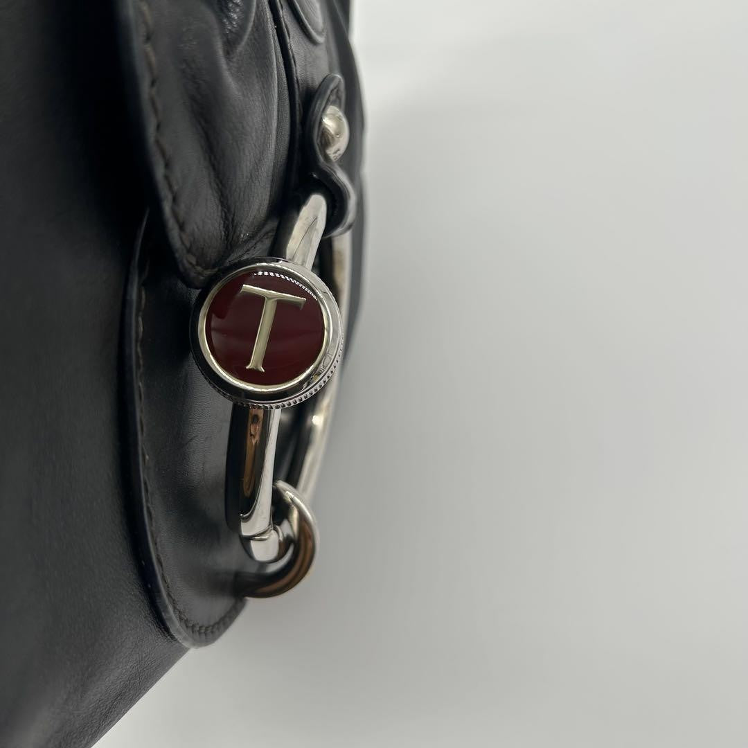 TOD'S Shoulder Bag Purse Leather Black Authentic