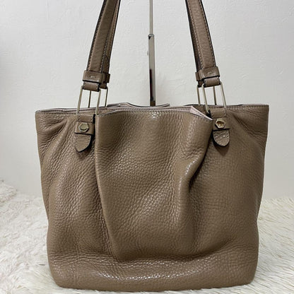 TOD'S Hand Bag Tote Purse Leather Beige Authentic