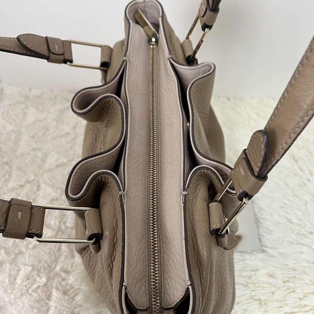 TOD'S Hand Bag Tote Purse Leather Beige Authentic