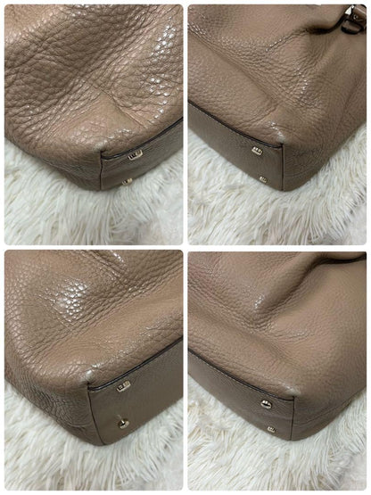 TOD'S Hand Bag Tote Purse Leather Beige Authentic