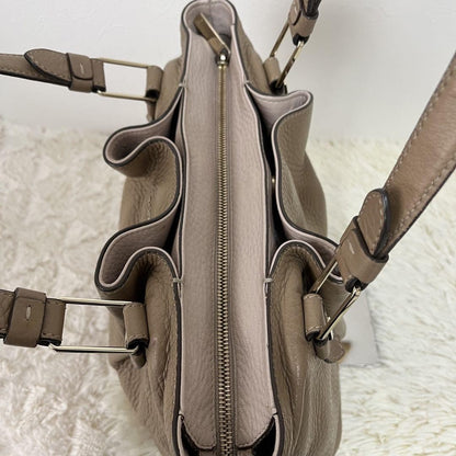 TOD'S Hand Bag Tote Purse Leather Beige Authentic