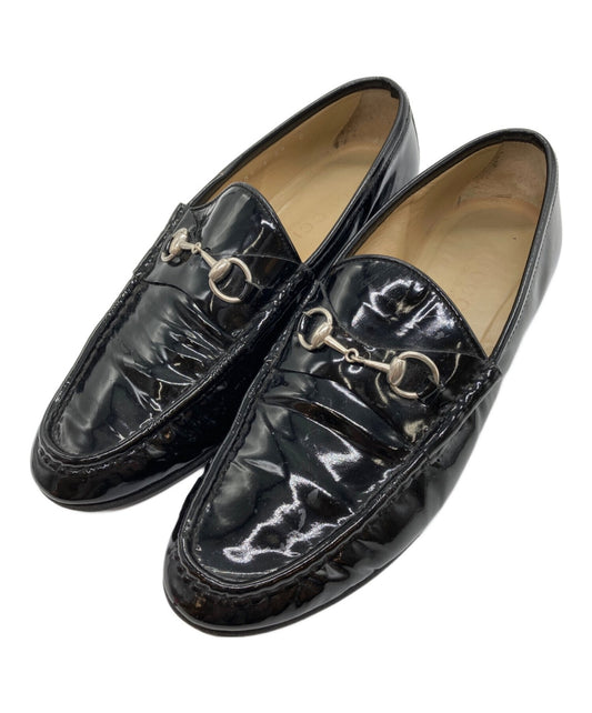 GUCCI Loafers Shoes Horse Bit EU 39 US 9 Leather Black Authentic