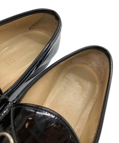 GUCCI Loafers Shoes Horse Bit EU 39 US 9 Leather Black Authentic