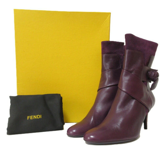 FENDI Short Boots Shoes EU 37.5 US 7.5 Suede Leather Purple Authentic
