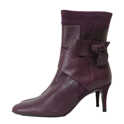 FENDI Short Boots Shoes EU 37.5 US 7.5 Suede Leather Purple Authentic