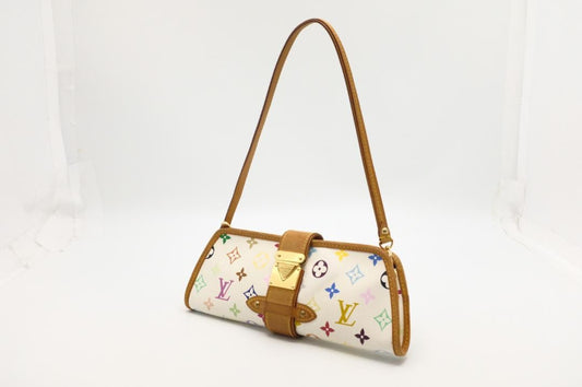 Louis Vuitton Shoulder Bag Purse Monogram M40049 White Multicolor Authentic