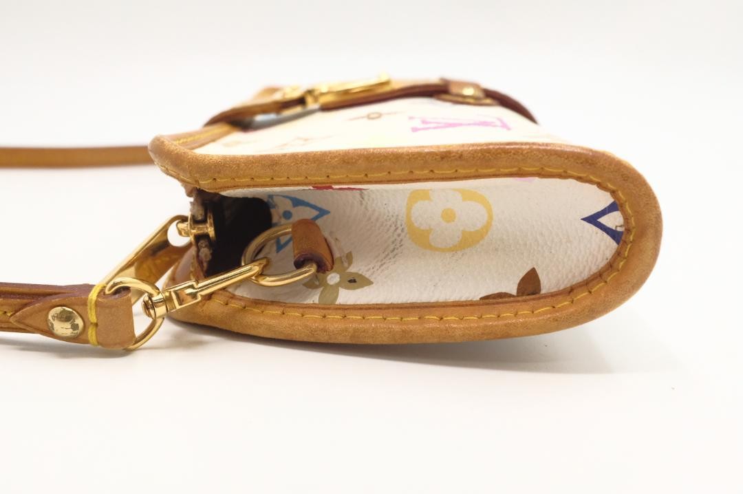 Louis Vuitton Shoulder Bag Purse Monogram M40049 White Multicolor Authentic