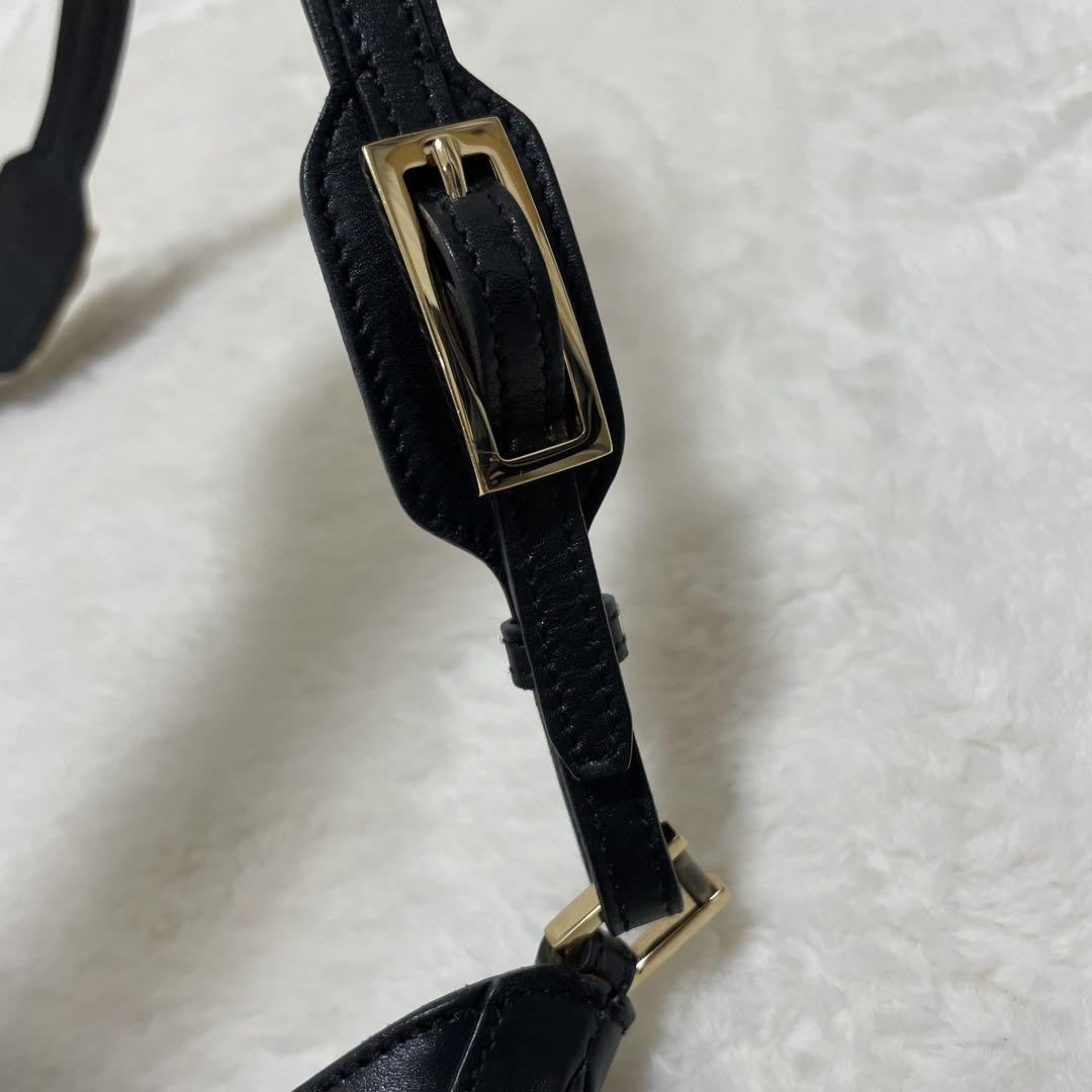 GUCCI Shoulder Bag Purse Canvas Leather Dark Navy Black Authentic