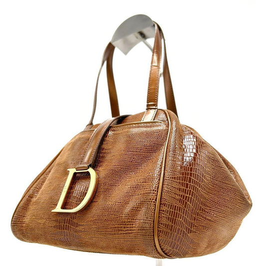 Christian Dior Hand Bag Tote Purse Brown Authentic