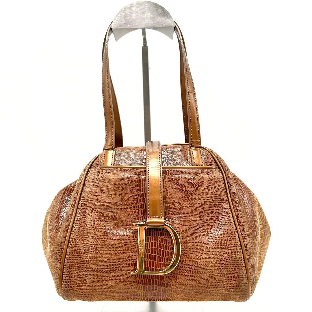 Christian Dior Hand Bag Tote Purse Brown Authentic
