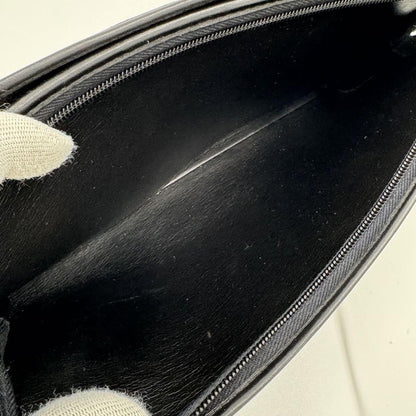 Christian Dior Shoulder Bag Purse CD Leather Black Authentic