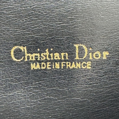 Christian Dior Shoulder Bag Purse CD Leather Black Authentic