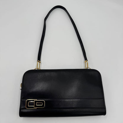 Christian Dior Shoulder Bag Purse CD Leather Black Authentic