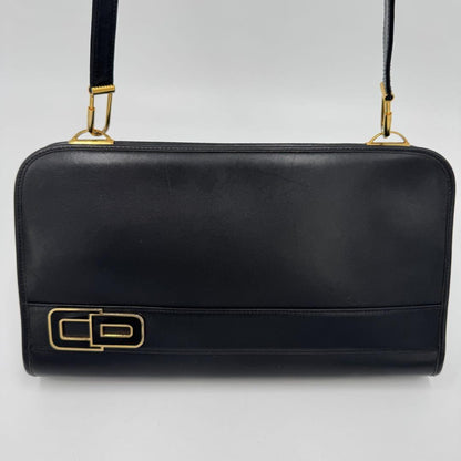 Christian Dior Shoulder Bag Purse CD Leather Black Authentic
