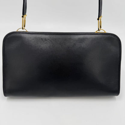 Christian Dior Shoulder Bag Purse CD Leather Black Authentic