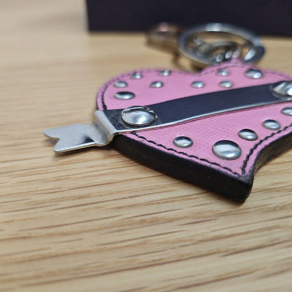 PRADA Key Ring Keychain Bag Charm Heart Pink Authentic