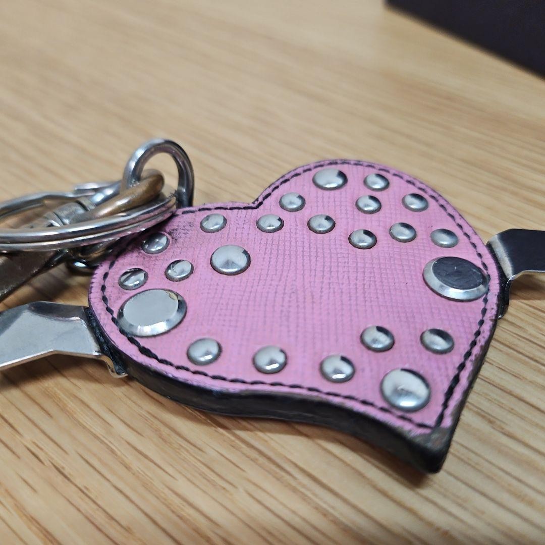 PRADA Key Ring Keychain Bag Charm Heart Pink Authentic