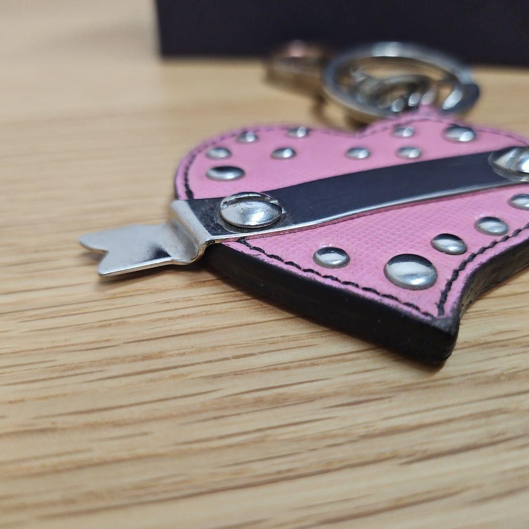 PRADA Key Ring Keychain Bag Charm Heart Pink Authentic
