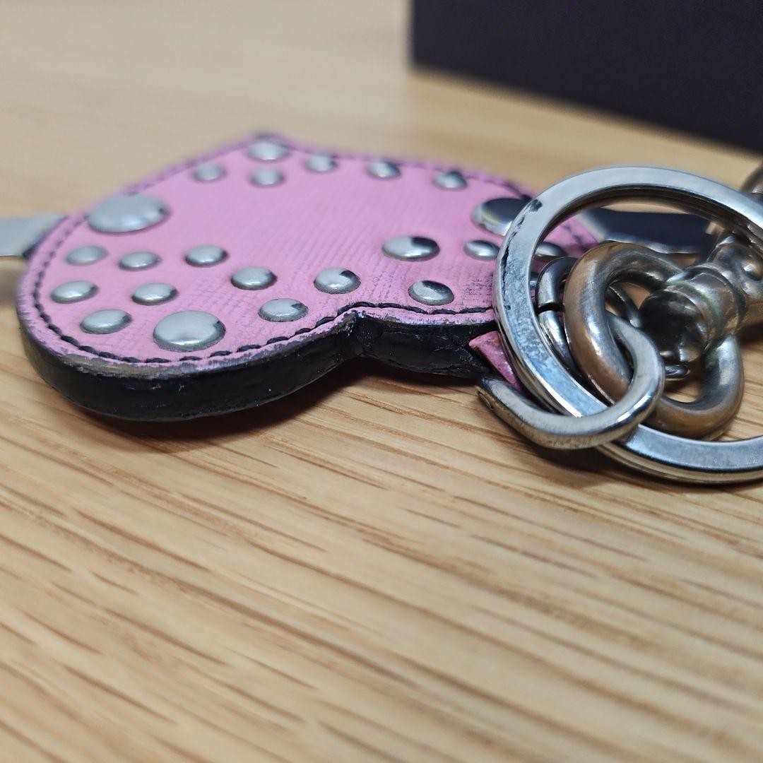PRADA Key Ring Keychain Bag Charm Heart Pink Authentic