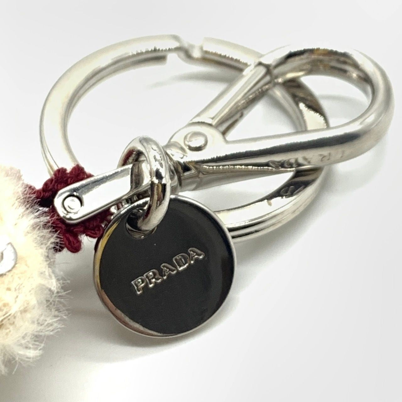 PRADA Key Ring Keychain Bag Charm Bear Nylon Metal Authentic