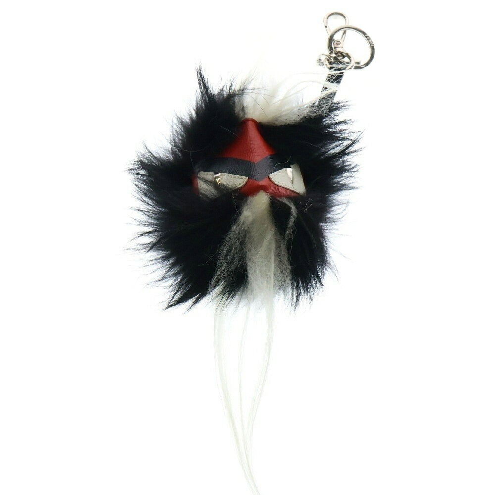 FENDI Bag Charm Key Holder Strap Monster Black Red Authentic