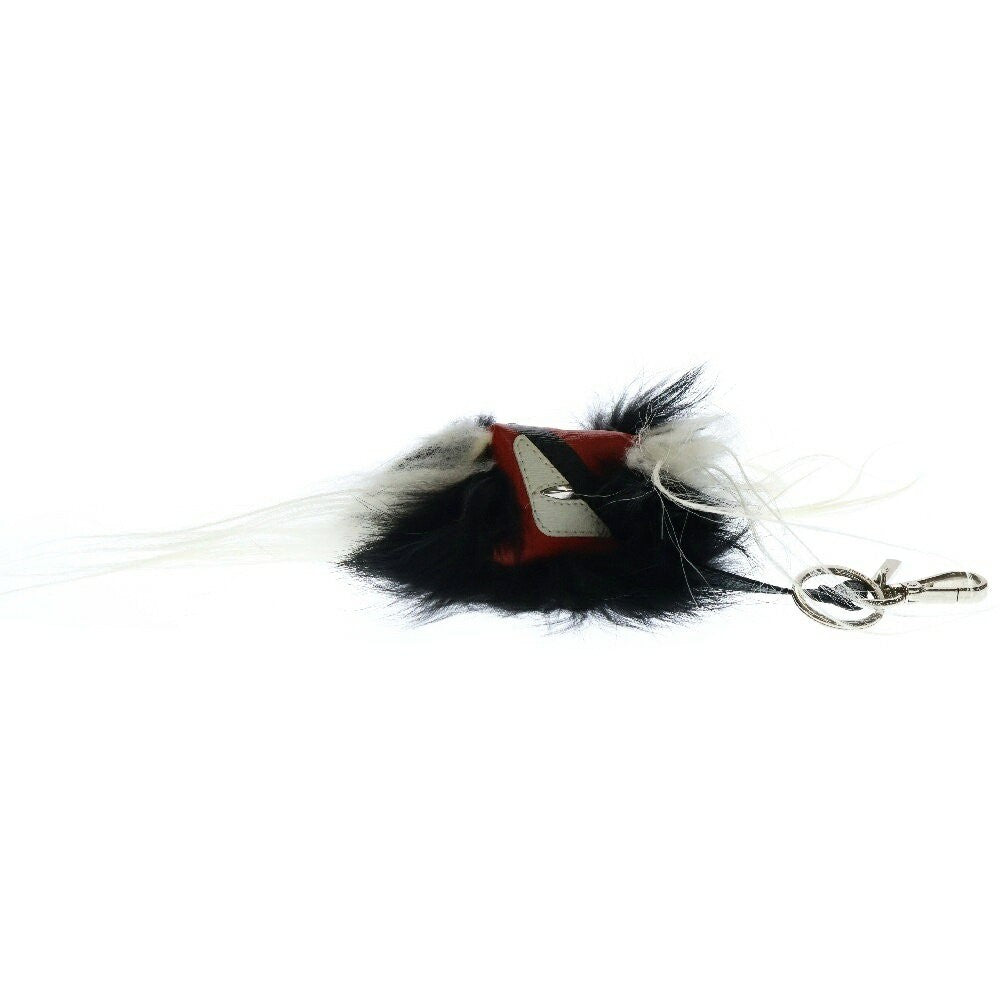 FENDI Bag Charm Key Holder Strap Monster Black Red Authentic