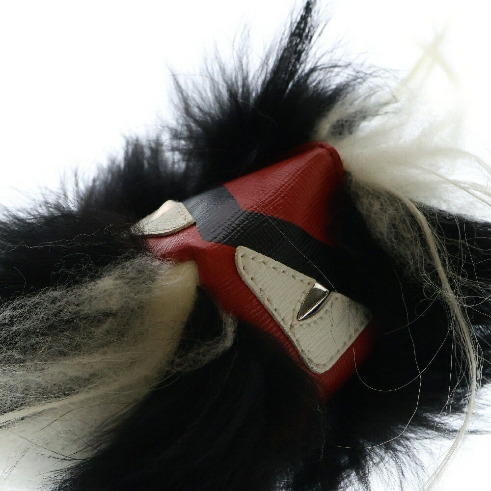 FENDI Bag Charm Key Holder Strap Monster Black Red Authentic