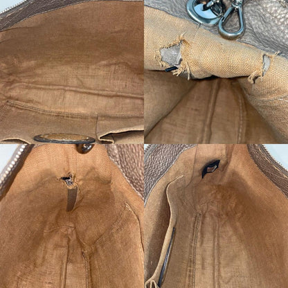 FENDI Shoulder Bag Purse Selleria Leather Greige Authentic