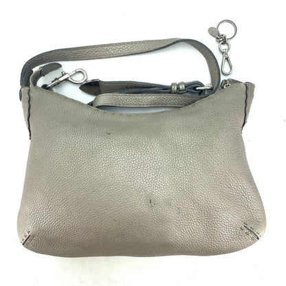 FENDI Shoulder Bag Purse Selleria Leather Greige Authentic
