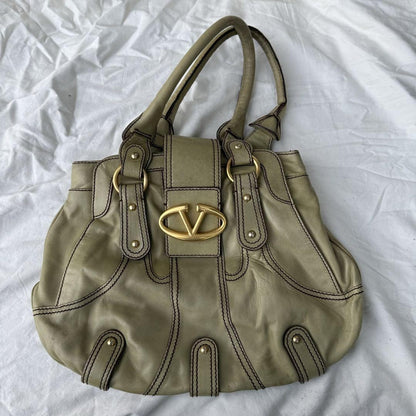 Valentino Garavani Hand Bag Tote Purse Logo Leather Authentic