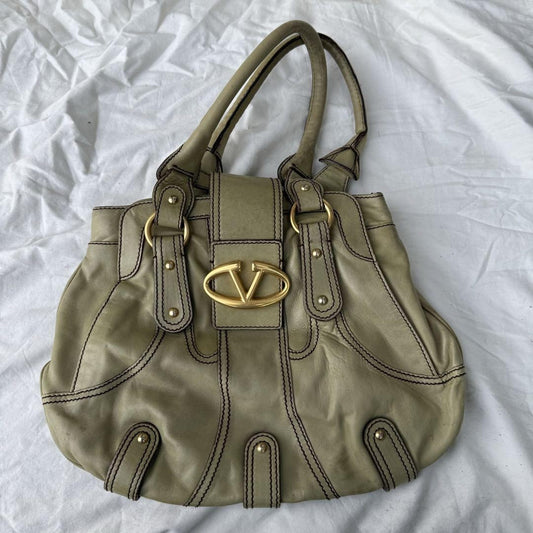 Valentino Garavani Hand Bag Tote Purse Logo Leather Authentic